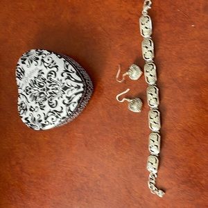Brighton bracelet and earring set with metal heart tin.